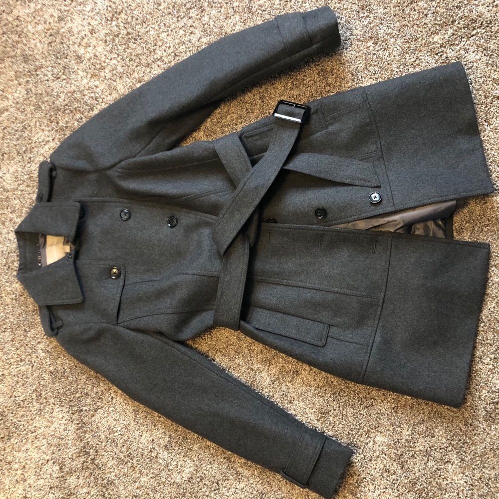 Banana Republic Gray Wool Trench Coat